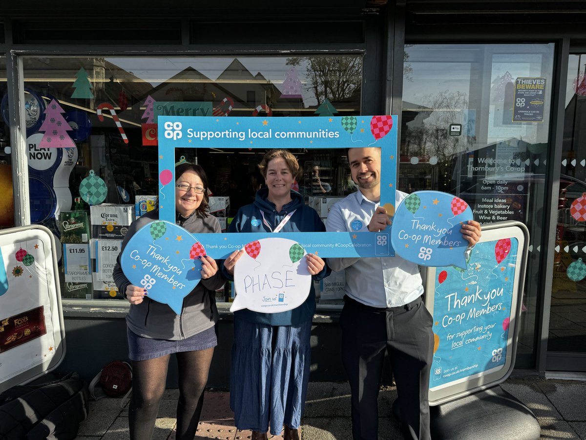 GibsonStubbs's tweet photo. My last #CelebrationDay in #Thornbury is done. @PhaseThornbury are a fantastic charity who support young people &amp; their mental health.
We were delighted to hand over a cheque for £1833.48 which will hopefully make a difference. #ItsWhatWeDo #MakingADifference #SWCoopMPs @coopuk https://t.co/SpXjegM5eY