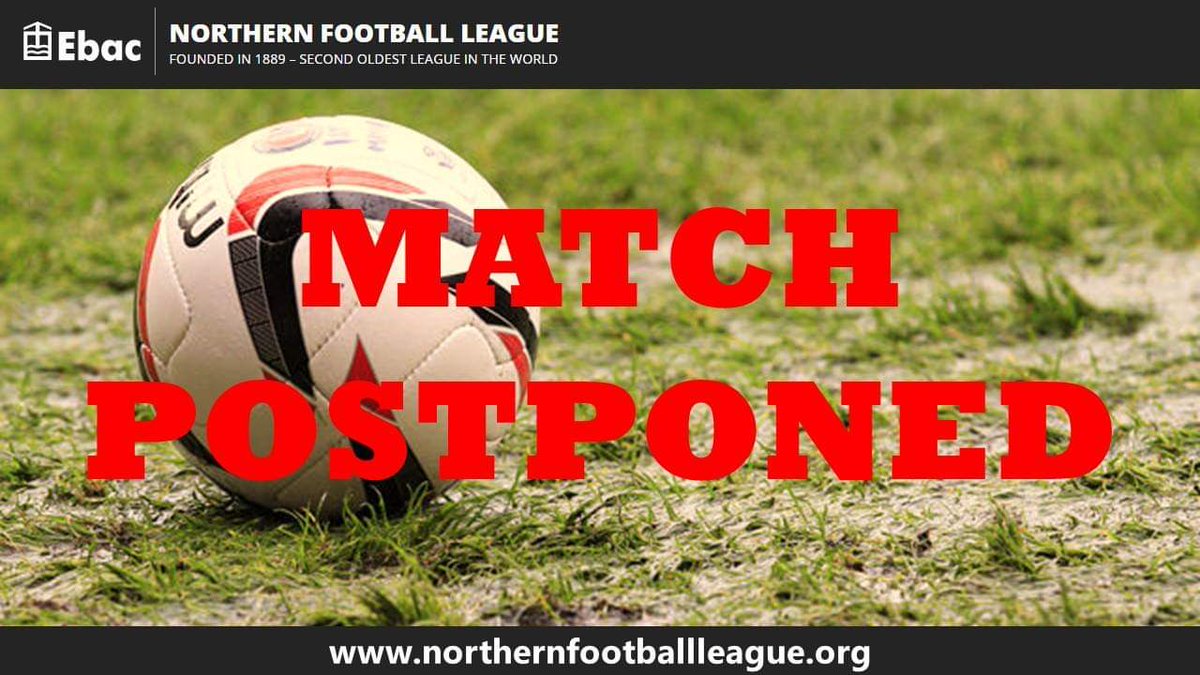 Three of tonight's games have been postponed due to waterlogged pitches:
<a href="/EWFC1913/">Esh Winning FC</a> v @thornaby_fc 
<a href="/SunderlandRCA/">Sunderland RCA FC</a> v <a href="/NorthShieldsFC/">North Shields FC</a> 
<a href="/CABoldon/">Boldon CA FC</a> v <a href="/BillinghamTown/">Billingham Town FC</a>