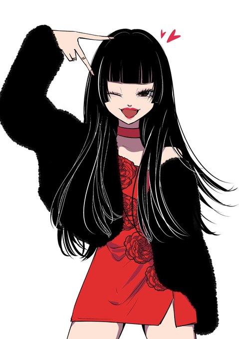 「black hair red choker」 illustration images(Latest)