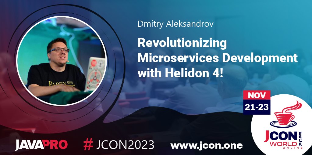 jcon_conference's tweet image. Only 16 Minutes left until @bercut2000 will present: 'Revolutionizing Microservices Development with Helidon 4!' at #JCON2023

#Helidon is an open-source #Microservice framework that adopts Java's newest and ...

Get your free #JUG Ticket: jcon.one