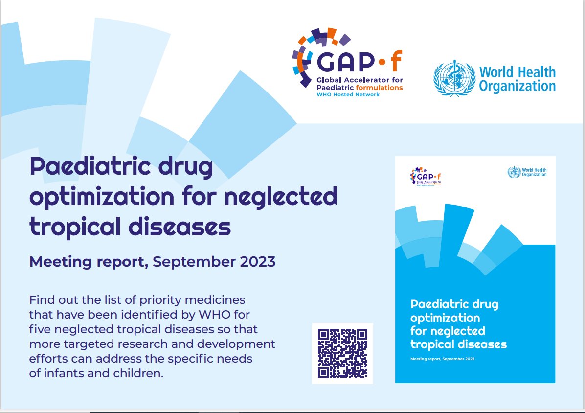 💊Less than half of medicines for neglected tropical diseases are approved for children. @WHO.launches the first paediatric drug optimization report on #NTDs which prioritizes 5 specialized formulations for👶 📑👇iris.who.int/bitstream/hand…