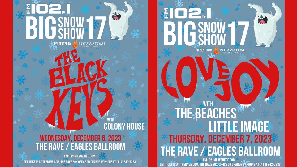 FM1021's tweet photo. Pick your #BSS17 tix during 21 song non-stop blocks 7a 10a 2p & 4p. Listen to win & choose night1 @theblackkeys w/@ColonyHouse on 12/6 or @lovejoy @thebeaches & @LittleImageTX on 12/7 @therave presented by @paysbig @slanewhiskey & @DiplomaticoRum https://t.co/nBZMpJDW40