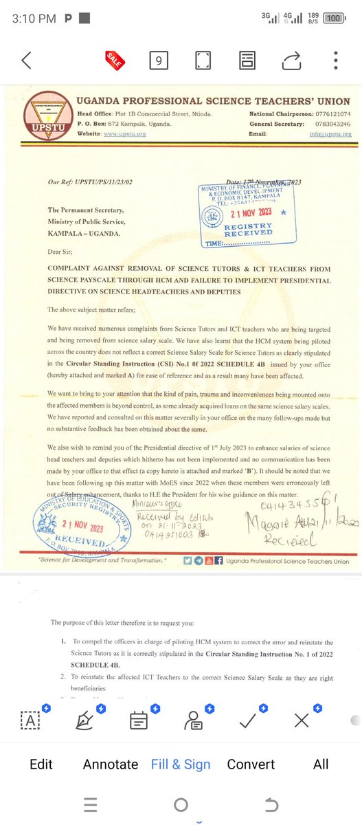 elong_vincent's tweet photo. Marginizatn of our scientists in the educ sectors by the technocrats at @Educ_SportsUg, @mopsuganda &amp; @mofpedU. 

@upstu_2019 has taken up these +ve steps to have this matter addressed permanently! H.E, the President @KagutaMuseveni &amp; @JanetMuseveni directives are being ignored https://t.co/8mX1Gzo6cz