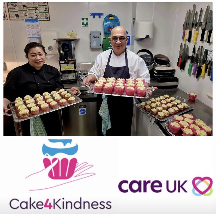 Pictures coming in for #cake4kindness Day - this is @careuk Newbury Grove where chefs have baked & residents will start decorating this afternoon. Ready to donate to a local homeless shelter this evening. #socialisolation #loneliness #kindness #GivingBack