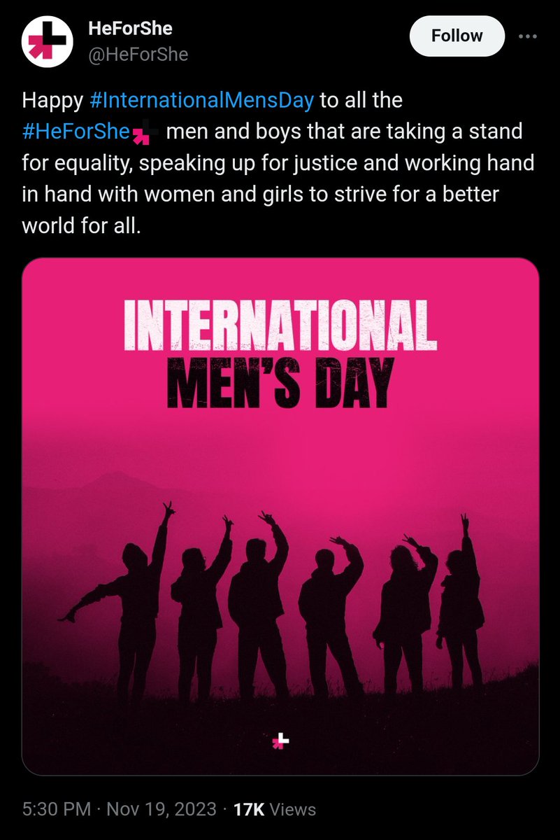 Imagine if you went to your birthday party and they made it all about your sister and gave her the presents and cake. 

#InternationalMensDay #InternationalMensDay2023