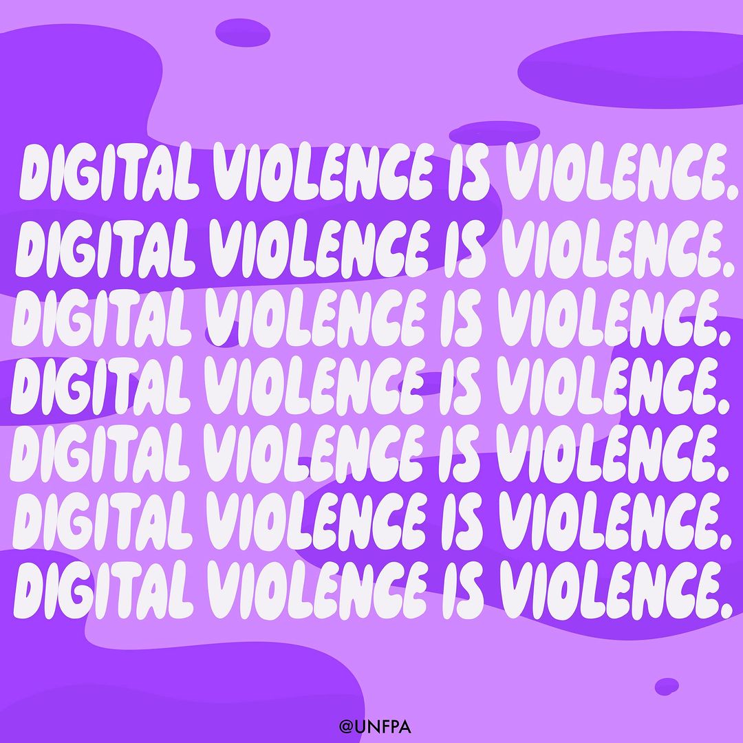 Digital violence is violence, period! Whether it happens online or offline, violence is not acceptable. Join @UNFPA to #StandUp4HumanRights and call for an end to all forms of online abuse! #EndViolenceAgainstWomen #16Days