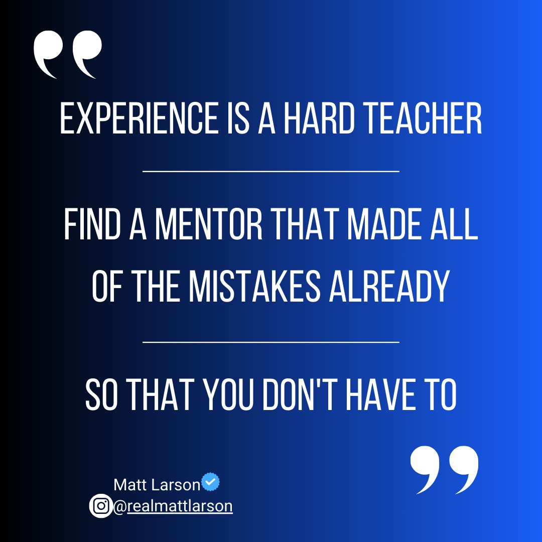 Experience can be tough, but learning from a mentor who's been there, done that, and made the mistakes already can make your journey smoother. 

Seek guidance, skip the pitfalls, and thrive.

#LearnFromMentors #Wisdom #coaching #teacher #SuccessMindset