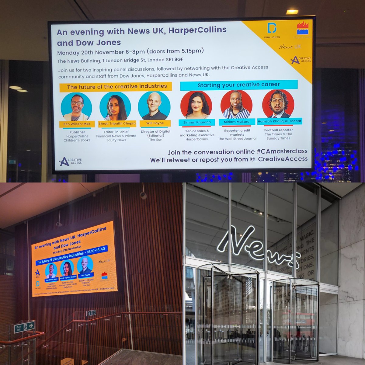 Thank you <a href="/_CreativeAccess/">Creative Access</a> for an inspiring evening. The future for the creative industries continues to change! Everyone's insights were very interesting! 
Here's to the future and what it unfolds ... 
<a href="/stationerscomms/">The Stationers' Company</a> 
<a href="/NewsUK/">News UK</a> 
#CAmasterclass #networking #FutureOfWork