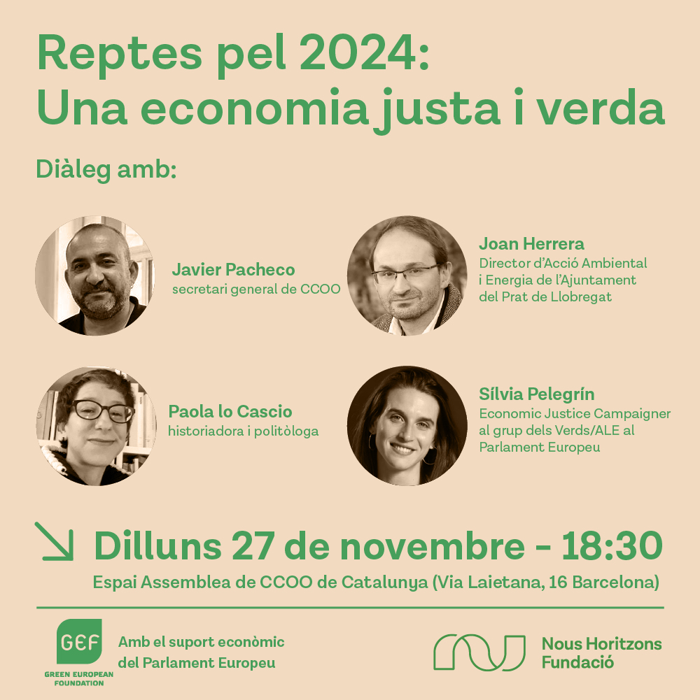 NousHoritzons's tweet photo. ‼️Comença una nova etapa. Nou govern a Espanya i eleccions europees en pocs mesos.

Quina ha de ser l'agenda econòmica i social? Quines prioritats contra l'emergència climàtica?

Debat amb @PachecoJpacheco @herrerajoan @PaolaLoCascio @GEF_Europe @europeangreens 

 📆27/11⏱️18'30h https://t.co/dKnUUE42qt