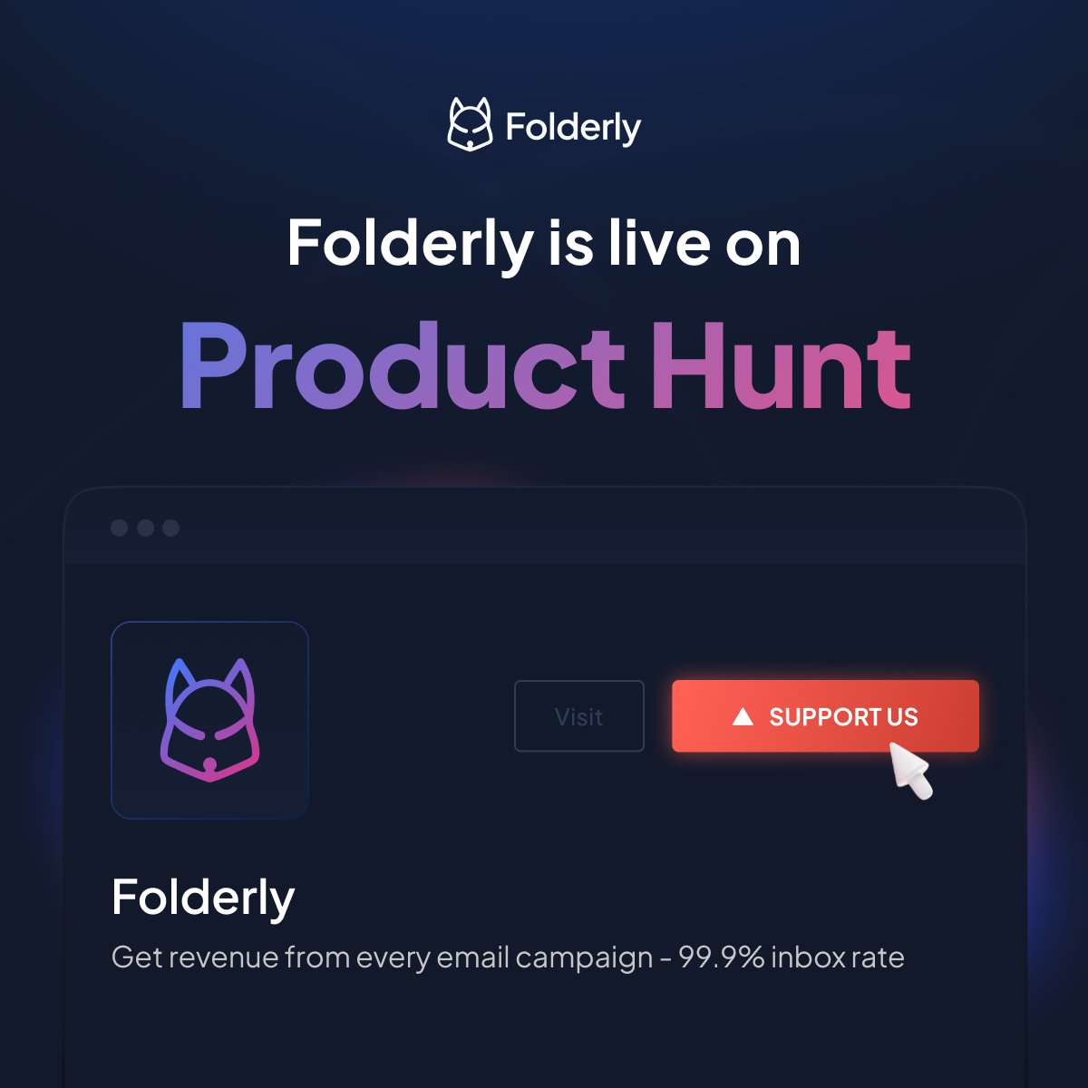 The big day is here! We're thrilled to announce that Folderly has made its grand debut on Product Hunt. 🚀

Your support and feedback would mean the world to us!

producthunt.com/posts/folderly…

#ProductHunt #ProductHuntLaunch #startup #email #launch #Folderly