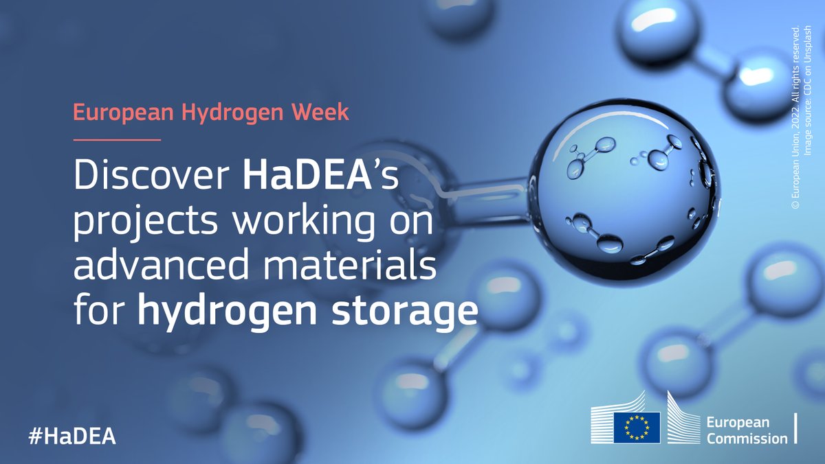 EU_HaDEA's tweet photo. 📅It's European Hydrogen Week!
Learn about these 4⃣ #HaDEA-managed #HorizonEurope projects working on advanced materials for hydrogen storage:
➡️@hystram
➡️@mast3rboost_HE
➡️@H2Most
➡️#AMBHER
🔗👉https://t.co/zVSlWwUfal
#EUH2Week https://t.co/MdoEz7g3J5