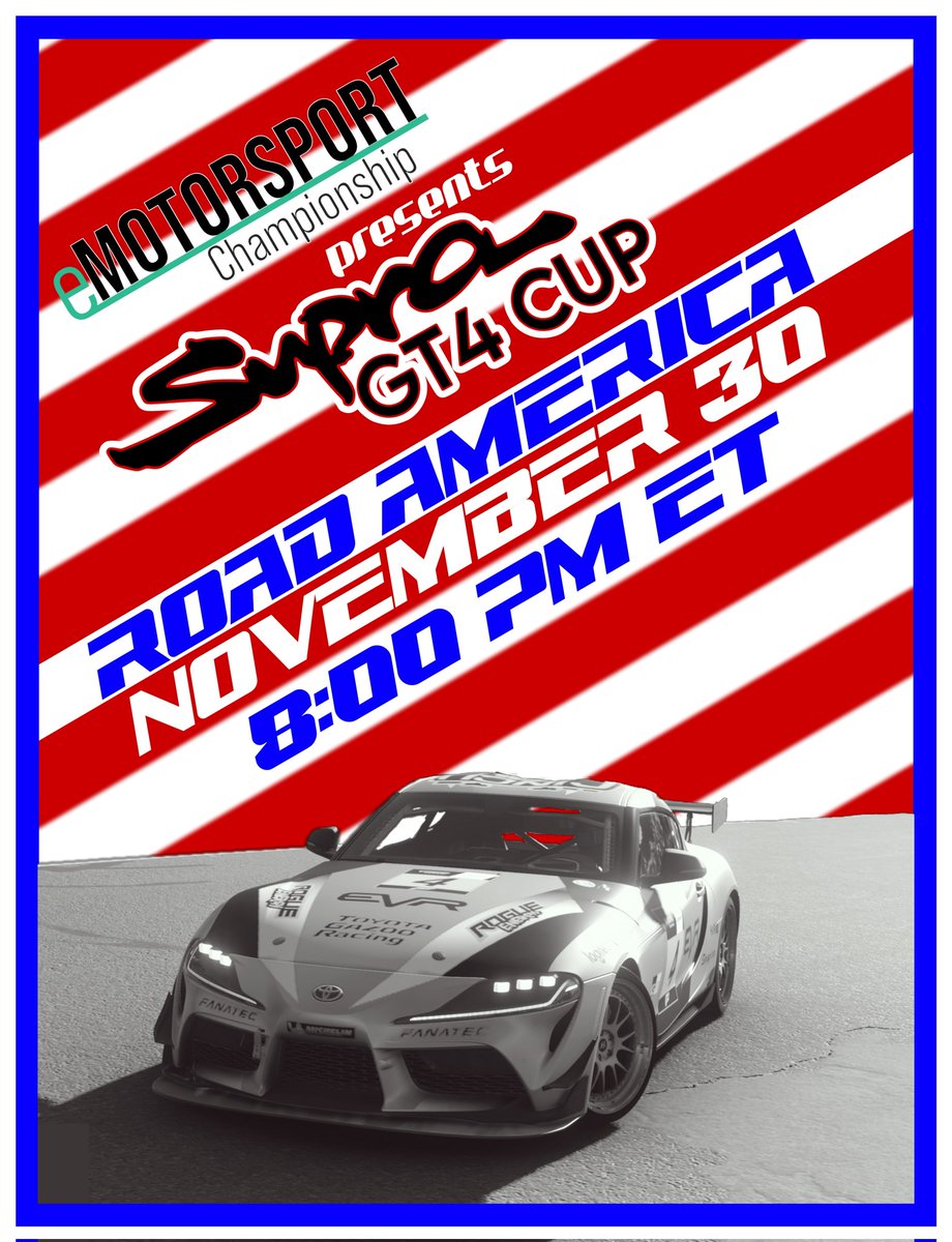 eMotorsport Championship (@go_emotorsport) on Twitter photo Next Thursday, the Supra GT4 Cup returns to action at Road America! VNX Hexor and <a href="/sendingitmedia/">SendingItMedia</a> have traded wins, can a new contender come out on top? Join us next Thursday night to find out!
#FMshare
<a href="/ForzaMotorsport/">Forza Motorsport</a> Next Thursday, the Supra GT4 Cup returns to action at Road America! VNX Hexor and <a href="/sendingitmedia/">SendingItMedia</a> have traded wins, can a new contender come out on top? Join us next Thursday night to find out!
#FMshare
<a href="/ForzaMotorsport/">Forza Motorsport</a>