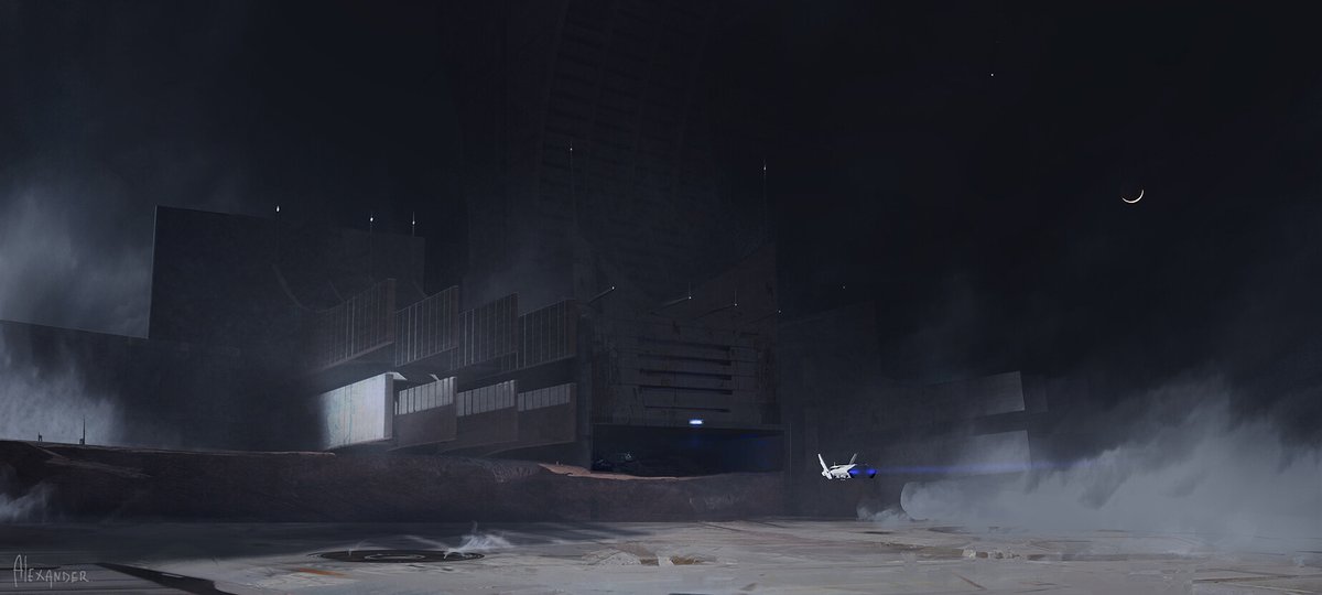 JosebaAlexander's tweet photo. This pieces below is a personal project I've been working on for quite some time. Investing more time in development and composition of sci-fi work. You can check my ArtStation portfolio or Instagram to see the initial ideas and black and white compositions. https://t.co/2aTUNzeRin