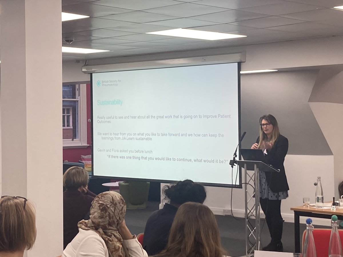 JIAlearn's tweet photo. @debsw_15 discussing sustainability beyond the collaborative on behalf of @RheumatologyUK! We want to know what we can take forward from #JIALearn and how to keep the momentum going https://t.co/toQAOlMAtN