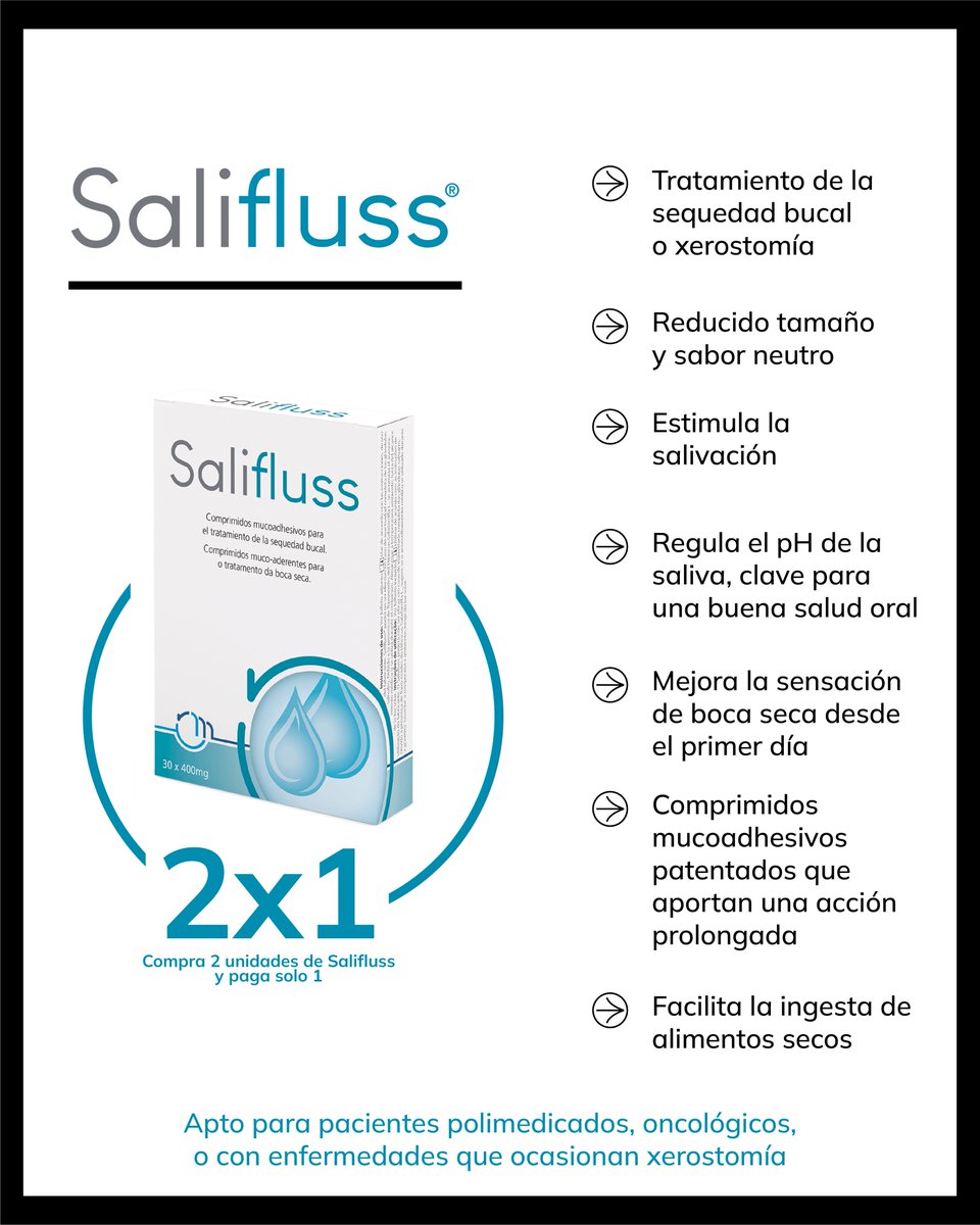 AtikaPharma's tweet photo. ¿Sufres de #sequedadbucal o #xerostomía? 👄

¡Ahora tienes un 2x1 en #Salifluss! Único producto sanitario en forma de comprimidos mucoadhesivos para el tratamiento de boca seca.

➡️https://t.co/00hUzNCzk3 https://t.co/VF9Ww3HPsa