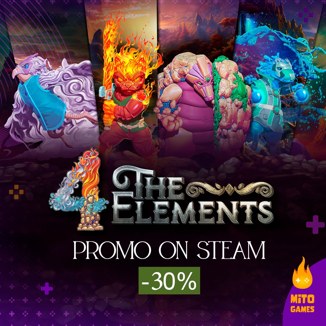 mitogamesbrasil's tweet photo. The game 4 The Elements is on super sale on Steam.
Visit the page and don't miss out!

Steam : https://t.co/y6okqbKxwT

#gamedev #gameindie #indiedeveloper #brazilgame https://t.co/06qNjYuUMf