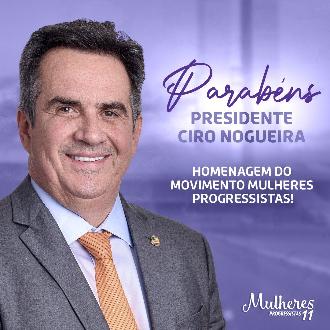 ppmulheres11's tweet photo. As Mulheres Progressistas homenageiam hoje o presidente do partido, senador Ciro Nogueira, por mais um ano de vida. Nossa gratidão por ser um líder que acredita, apoia e investe na participação da mulher na política. Que a sua jornada seja longa e vitoriosa.💙 https://t.co/qqxSzBRSS5