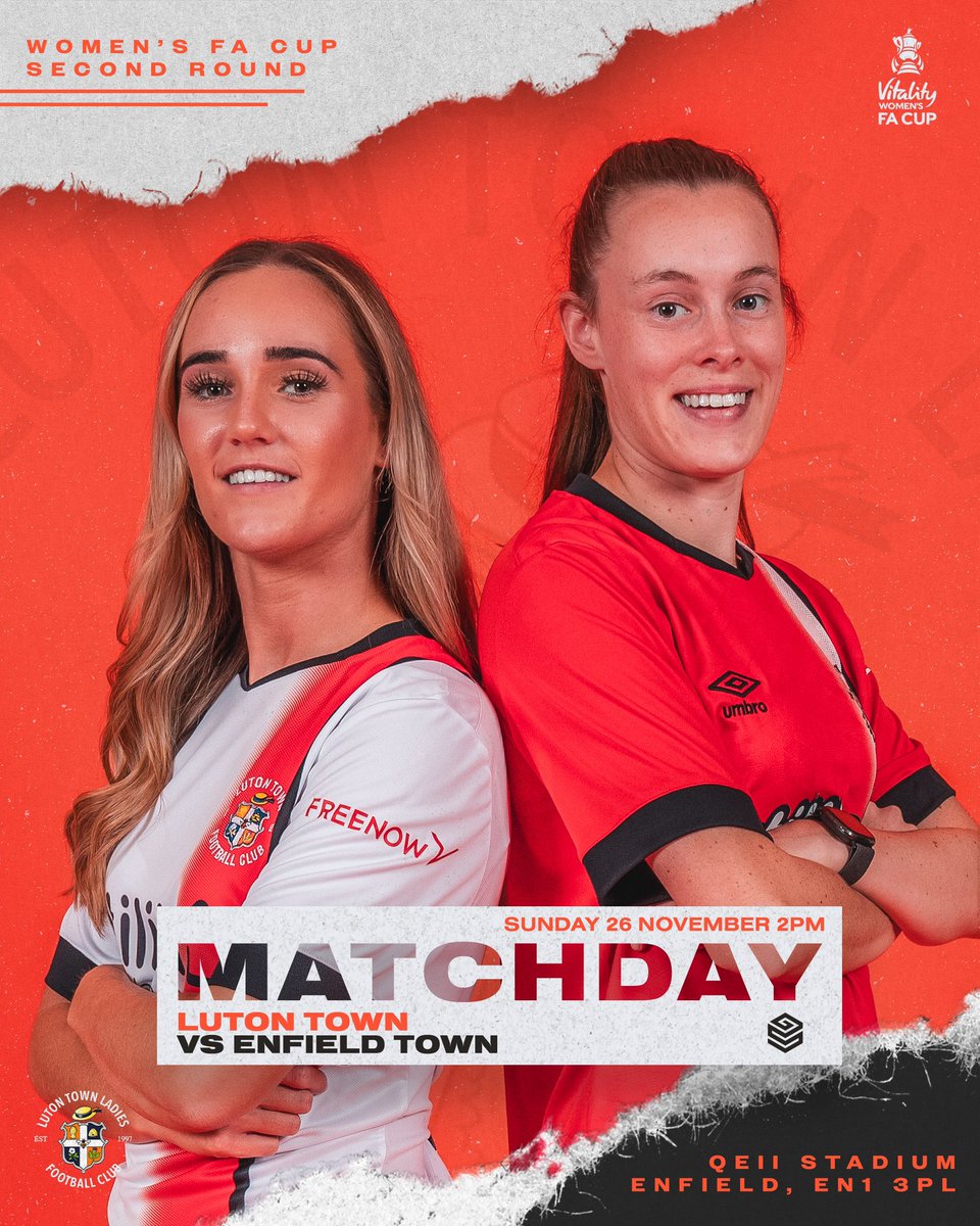 🏆 FA CUP! This weekend we’re heading to north London to face <a href="/EnfieldTownLFC/">Enfield Town Ladies FC</a> in the second round of the @FACupWomens - Come show your support! 🧡⚽️

📸 Duncan Jack

🆚 Enfield Town
🏟️ QEII Stadium
⏰ 2PM KO 
🎟️ Adults £3 U18s free 

#WeAreTheLadies #COYH #LutonTown #FACup