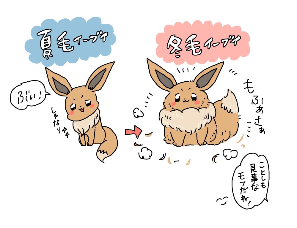 冬毛イーブイちゃんの日常(再掲) #イーブイ #イーブイの日 #ポケモンと生活