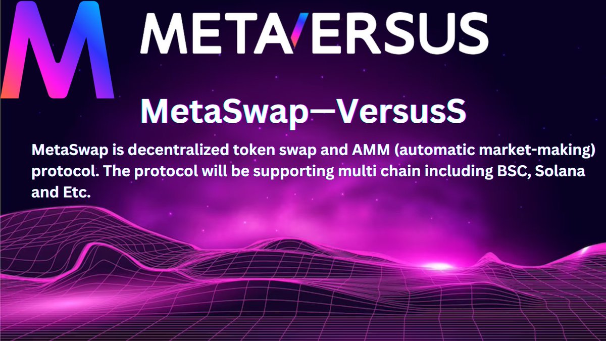metaversusgames's tweet photo. 🚀🌐 Introducing #MetaSwap !
🔥It's your cool, decentralized way to trade #tokens on #BSC, #Solana Etc.🚀✨ Create your swaps effortlessly!
#MetaSwap #MetaVersus #Crypto #NFTs https://t.co/dYD3tcgept