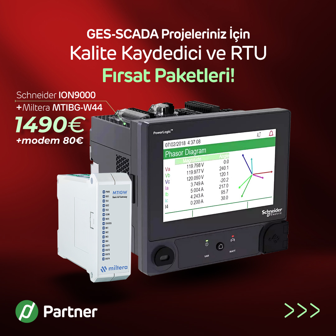 🌟 GES-SCADA Projeleriniz İçin Kalite Kaydedici ve RTU Fırsat Paketleri şimdi Partner EGS'de! 🌟
 
Siemens Q100, Schneider ION 9000 ve ION 7400 kalite kaydedici seçeneklerinin yanı sıra yerli üretim Miltera MTIBG-W44 RTU ile sunduğumuz farklı paketler için: 📨sales@partneregs.com