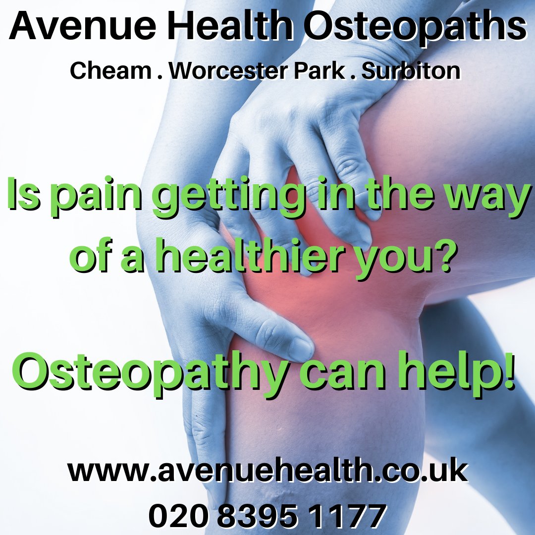 Avenue_Health's tweet photo. Don't allow pain to put a stop to your fun!
Osteopathy can help to ease the pain &amp; get you moving again  

Book on line https://t.co/s3TMJTBXwL

#osteopathy #kneepain #kneeinjuryrehab #sport #shockwavemachine #hobby #fitness #staystrong #sportstherapy #holistichealth #wellbeing https://t.co/mgPzpV2DGg