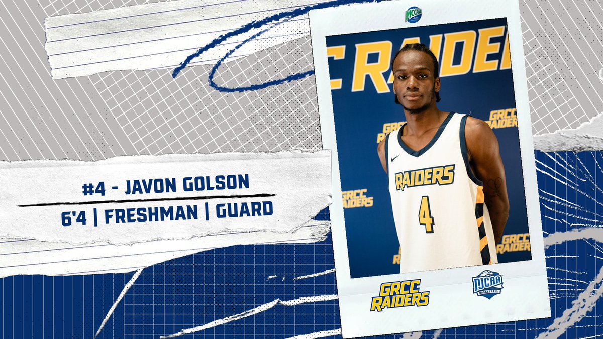 GRCC Men's Basketball (@grccbasketball) on Twitter photo Today's #GRCCRaideroftheDay - #4 Javon Golson!
❌ - <a href="/555_jv/">Javon Golson</a>
📍 - Detroit, MI
📏 - 6'4" Sophomore Forward
🏫 - Detroit Denby High School
📊 - Team high in rebounds 2x this season Today's #GRCCRaideroftheDay - #4 Javon Golson!
❌ - <a href="/555_jv/">Javon Golson</a>
📍 - Detroit, MI
📏 - 6'4" Sophomore Forward
🏫 - Detroit Denby High School
📊 - Team high in rebounds 2x this season