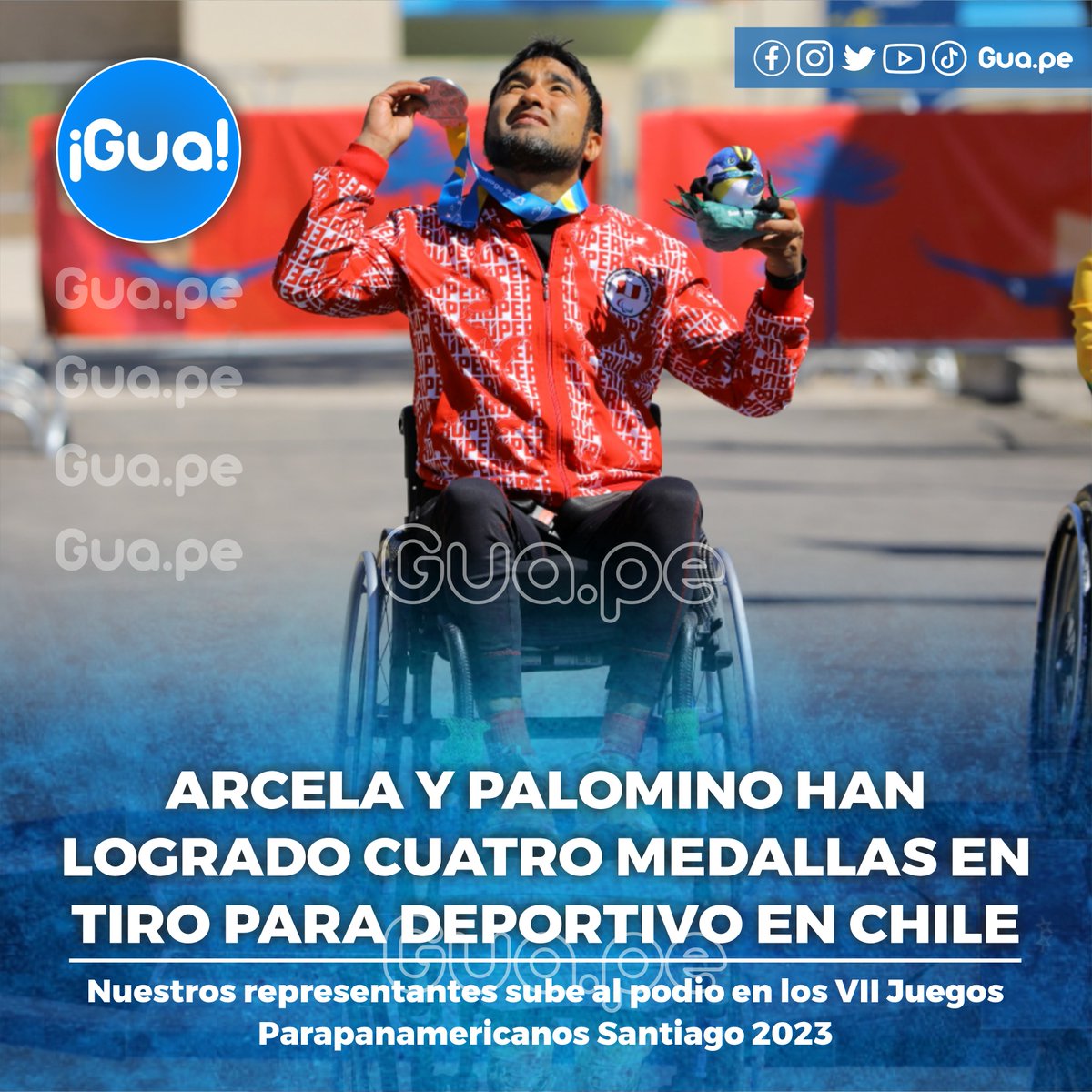 guapuntope's tweet photo. #SíSePuede 🥈🥉🇵🇪| Los peruanos volvieron a subirse al podio como el sábado, cuando celebraron en la prueba R3 rifle de aire tendido 10m mixtos. Jorge Arcela ganó medalla de plata y Milagros Palomino la presea de bronce. ➡ https://t.co/rZSwdxy9WW https://t.co/WywQjJzFIN