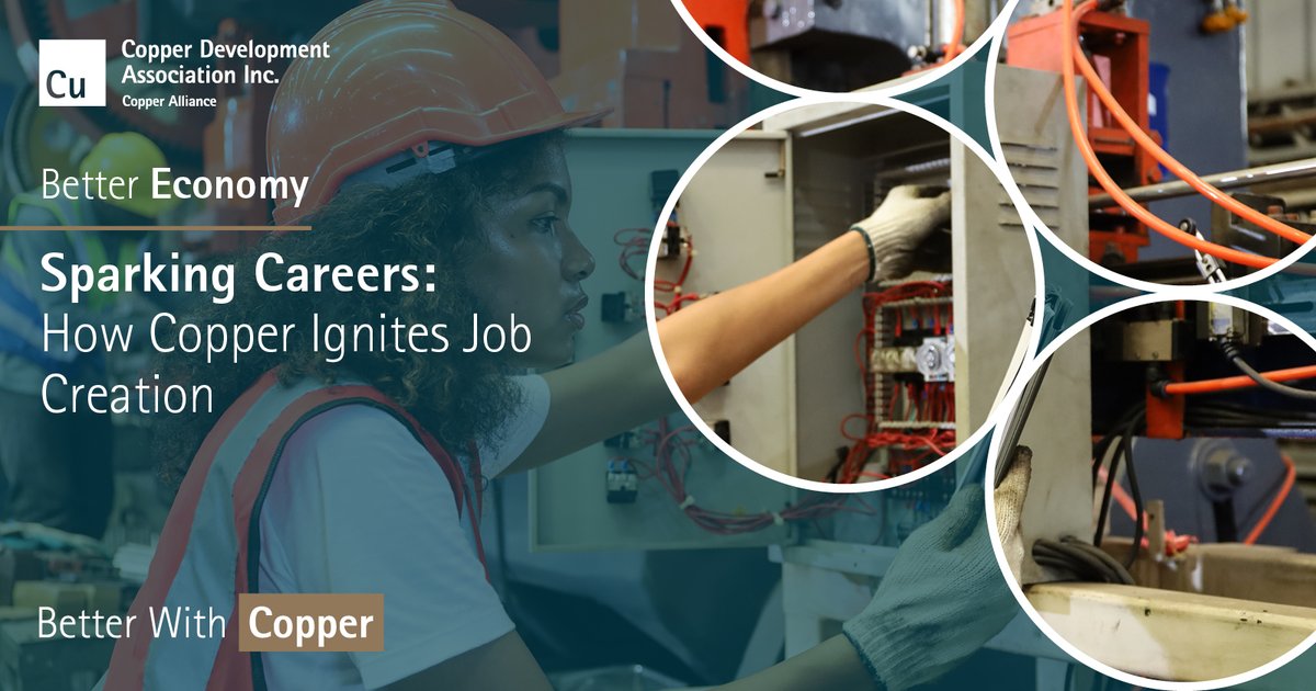 thinkcopperUS's tweet photo. Copper is an economic powerhouse, generating jobs in mining, processing, and across industries like electrical, HVACR, construction, and automotive. From mining to assembly, it fuels employment, contributing to economic growth. #BetterWithCopper #BetterEconomy https://t.co/QSDBvbV4d0