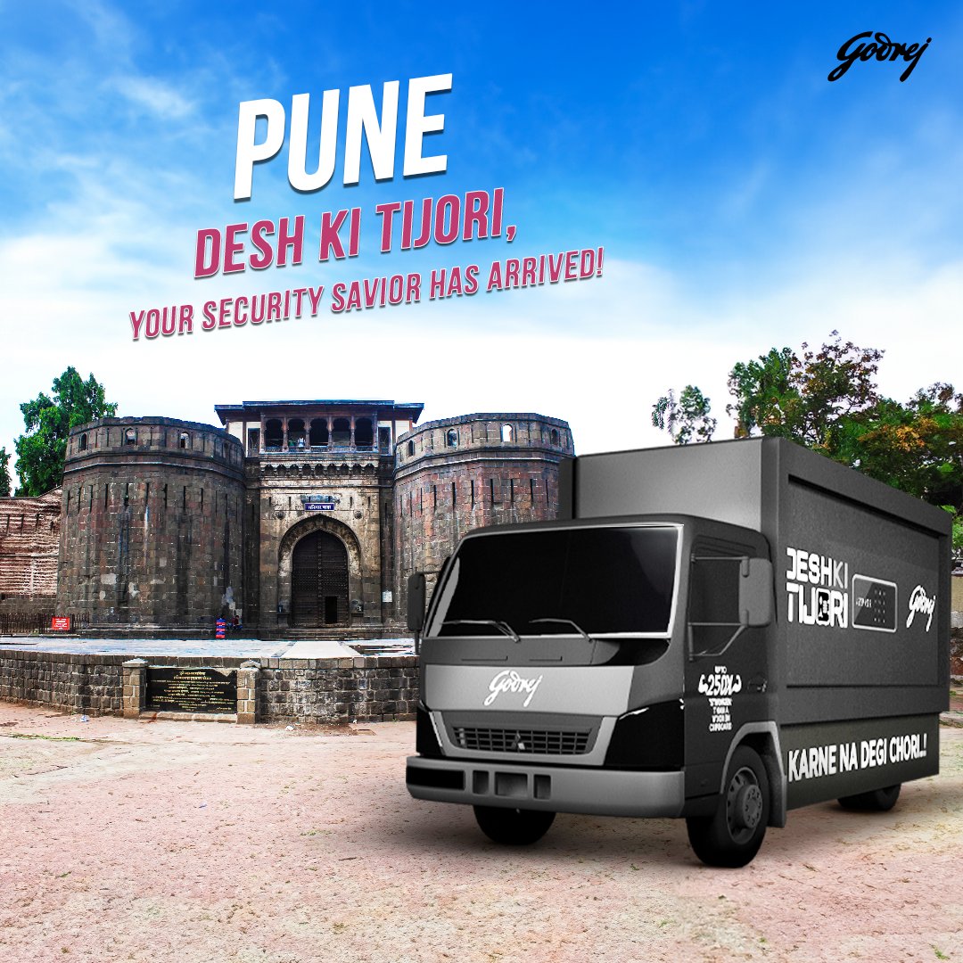 godrejsecure's tweet photo. Hello Pune! #DeshKiTijori has rolled into town, marking a shift in the security gear. Thieves, it's time to clock out! ๐๐
#SecurePune #SecurityOnWheels #GodrejSecuritySolutions https://t.co/ilVZ5GwV4p