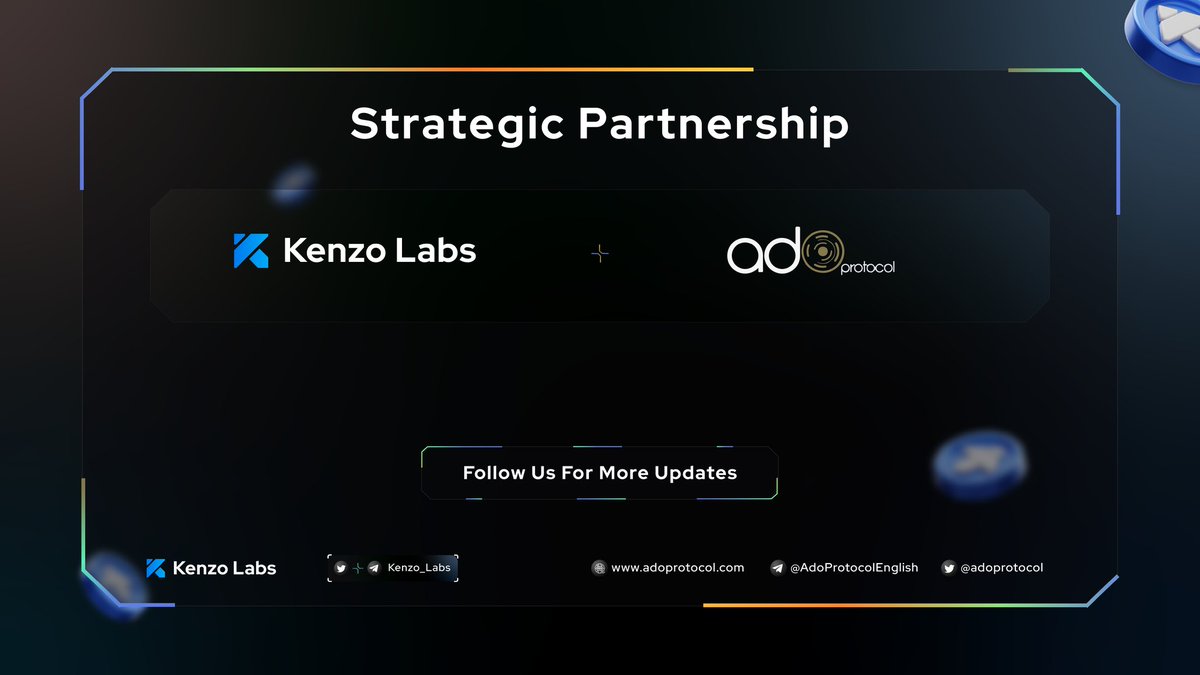 Kenzo_Labs's tweet photo. 📢 We are excited to announce our new partnership with @adoprotocol 🚀

Ado Protocol is a blockchain-based protocol designed to address the challenges of decentralized finance (DeFi) interoperability and scalability.

🤝 Let’s Keep Building Together 🔥

🌐 More Info : https://t.co/CLwNYwvWmk
#kenzolabs #adoprotocol #partnership