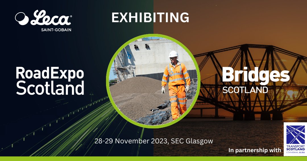 Event: We are exhibiting at the Road Expo Scotland in Glasgow next week! For the two day event - our team will be available to discuss all the innovative geotechnical possibilities of Leca® LWA with all our products. We look forward to seeing you there. road-expo.com