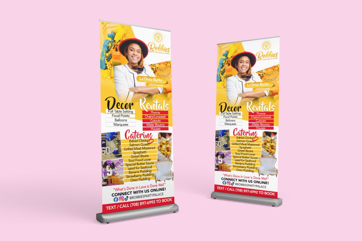 fmkmedia's tweet image. Retractable Design + Print for La'Drea of Robbies Party Palace. Thank you La'Drea! 
Remember our retractables are $40 OFF for Black Friday this week! 
#retractablebanner #retractablebanners #blackfriday