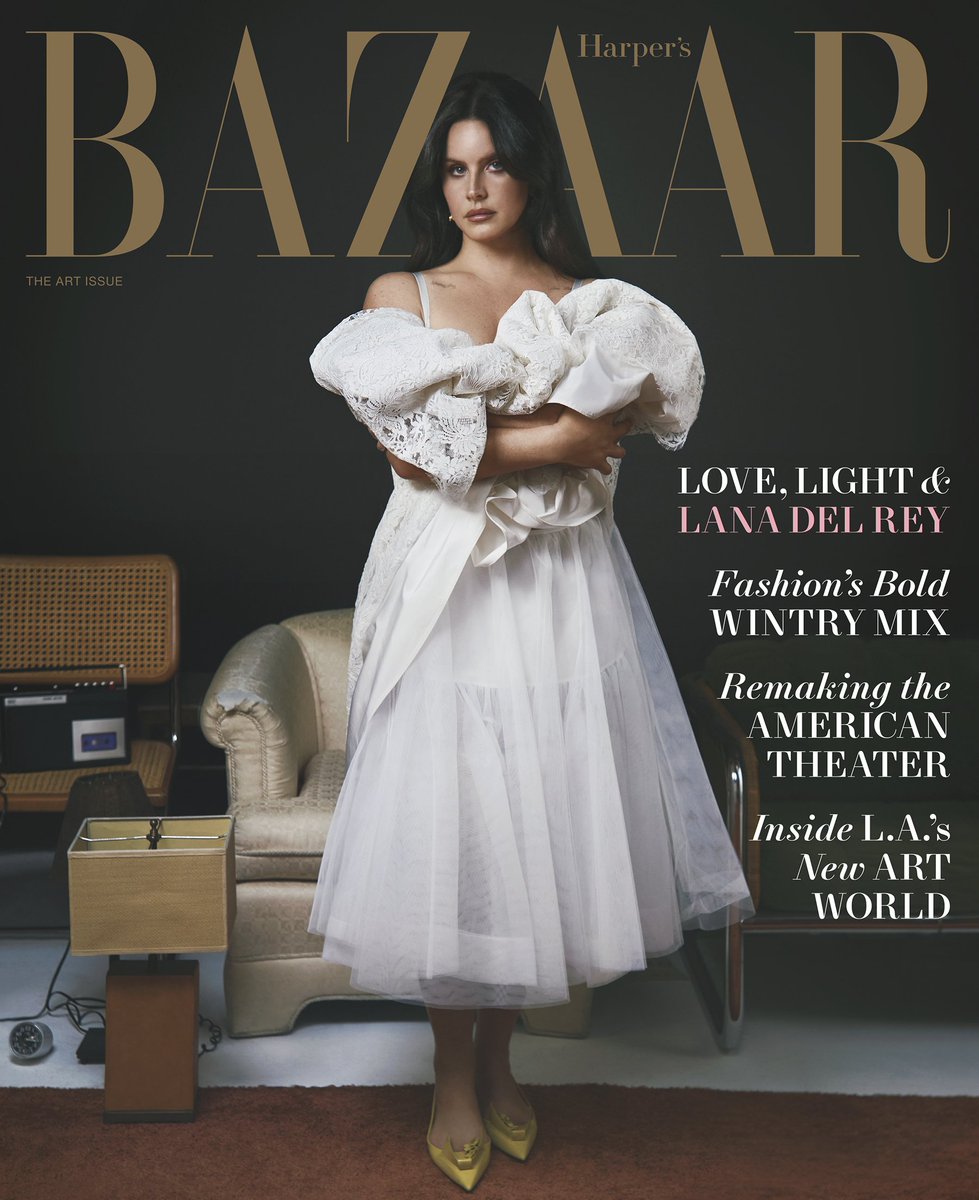 harpersbazaarus's tweet photo. #LanaDelRey is one of the most influential songwriters of the 21st century—and also one of the most misunderstood. But there’s a fine (and radical) art to learning to let go. Read her December/January 2024 BAZAAR cover story: https://t.co/nucVkxIR2g https://t.co/tJzhsIfoba
