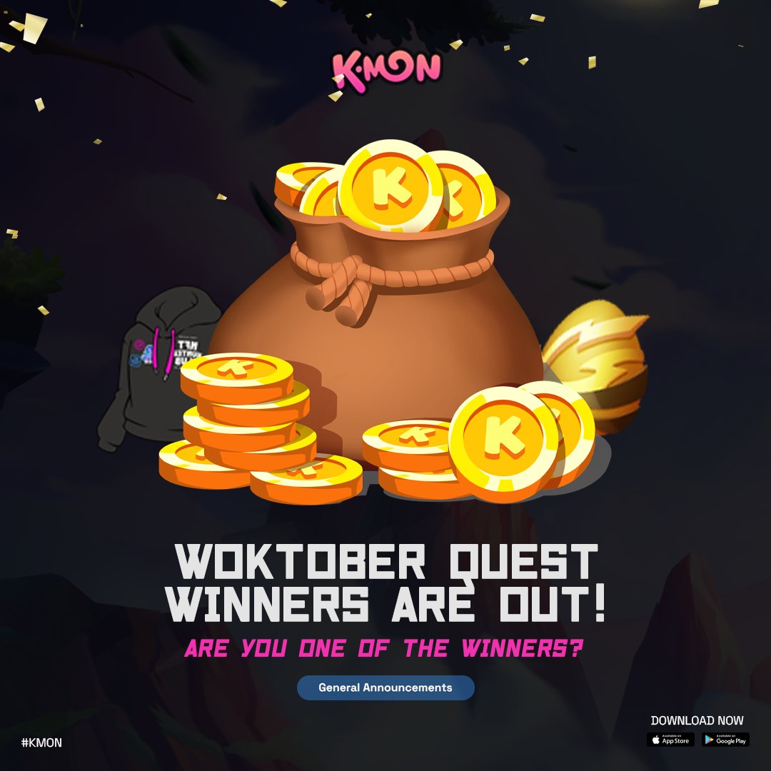 KryptomonTeam's tweet image. The #WOKtober Quest winners are finally here! 🤩

Are you one of them? Find out here 👇
bit.ly/47EWrpc