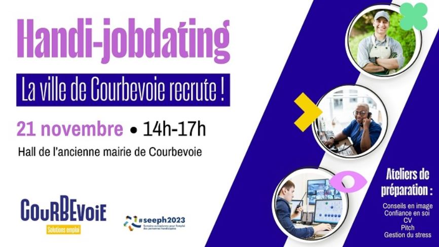 lechevali's tweet photo. #Courbevoie mobilisée lors de la Semaine Européenne pour l’Emploi des Personnes Handicapées :
👉Cafés handicap
👉Handi job dating pour les chercheurs d’emploi en situation de handicap
👉Duoday
👉Webinaire Handicap et emploi ce vendredi de 11h30 à 12h30 
@CharaDjebbari #SEEPH2023 https://t.co/o9RFt2I9yn