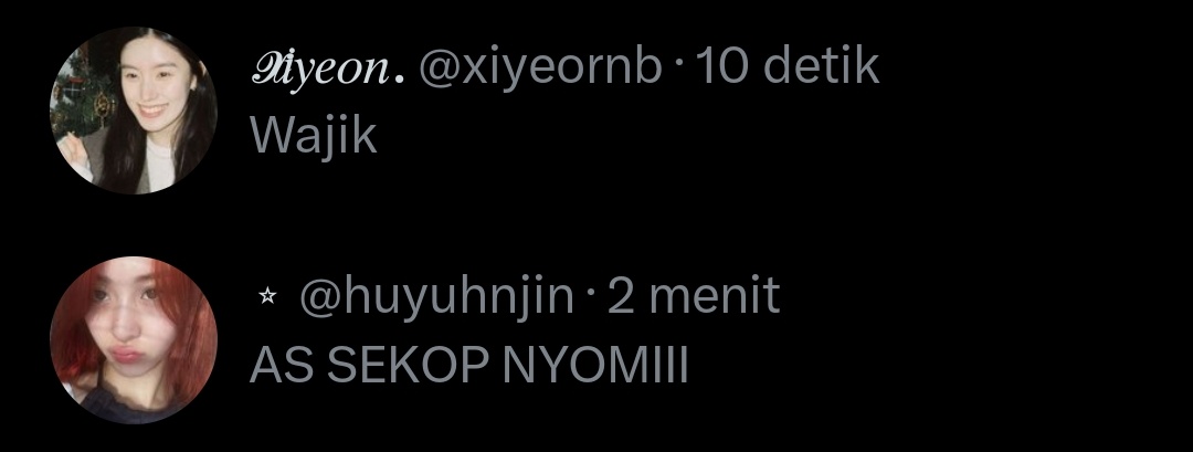 Komplotaan's tweet photo. Dua duanya bauk 🤣🤣 

Xiyeon - 1 kali bet
Yunjin - 2 kali bet

🤣🤣🤣🤣🤣🤣

BTW ada rules baru Yang udah mines boleh tetep bet tapi MAKSIMAL 100K YA. Siapa tau sedikit2 menurupi minesmu itu 🤣 https://t.co/oggipzRpYm
