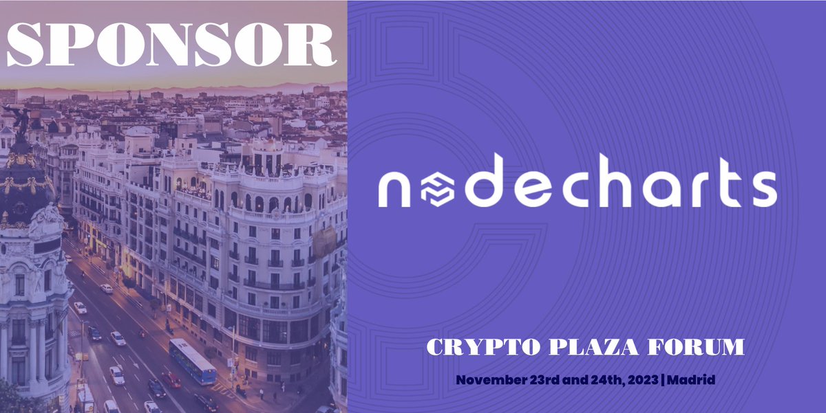 ⏰ Cuenta atrás para Crypto Plaza Forum V.... ¡¡QUEDAN 4 DÍAS!! 📷 Hoy tenemos el honor de anunciar a @nodecharts como Partner del evento. Consigue ya tus entradas en cryptoplazaforum.com y prepárate para una experiencia transformadora.