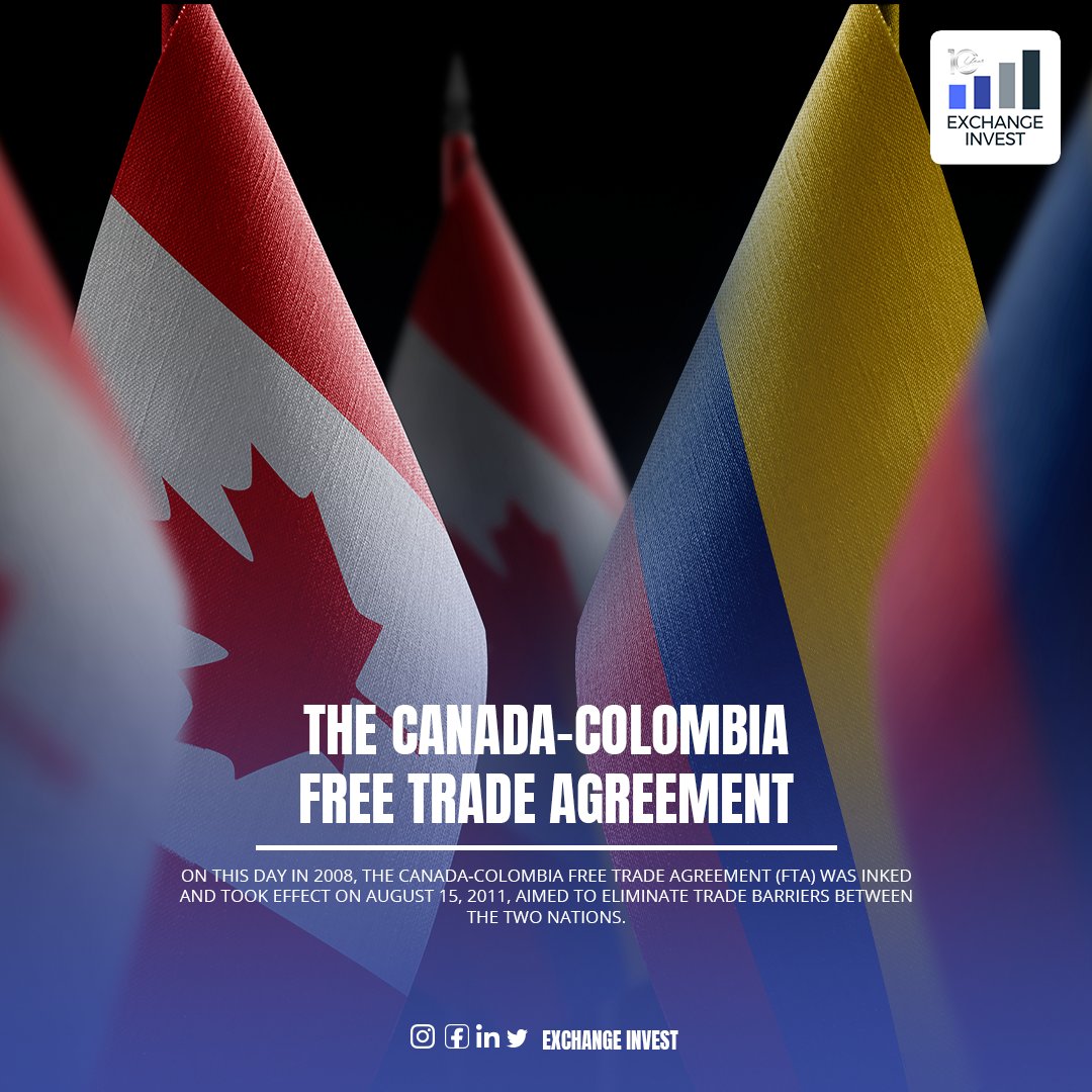 #OnThisDay 2008, Canada-Colombia Free Trade Agreement signed, effective Aug 15, 2011, aimed at eliminating trade barriers. While boosting #bilateraltrade |& Canadian #investments in #Colombia, concerns linger about job losses in #Canada & labor rights in Colombia. Ongoing debate.