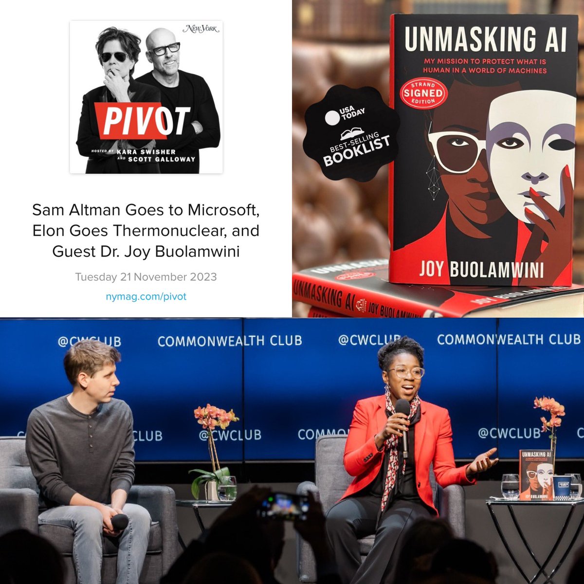 🚨 Don’t miss my feature on <a href="/PivotPod/">Pivot Podcast</a> with <a href="/karaswisher/">Kara Swisher</a> + <a href="/profgalloway/">Scott Galloway</a>. We discuss my first book #UnmaskingAI and my recent  conversation with <a href="/sama/">Sam Altman</a>. Take a listen to the podcast, grab a copy of the book, and download the audiobook for some holiday downtime.