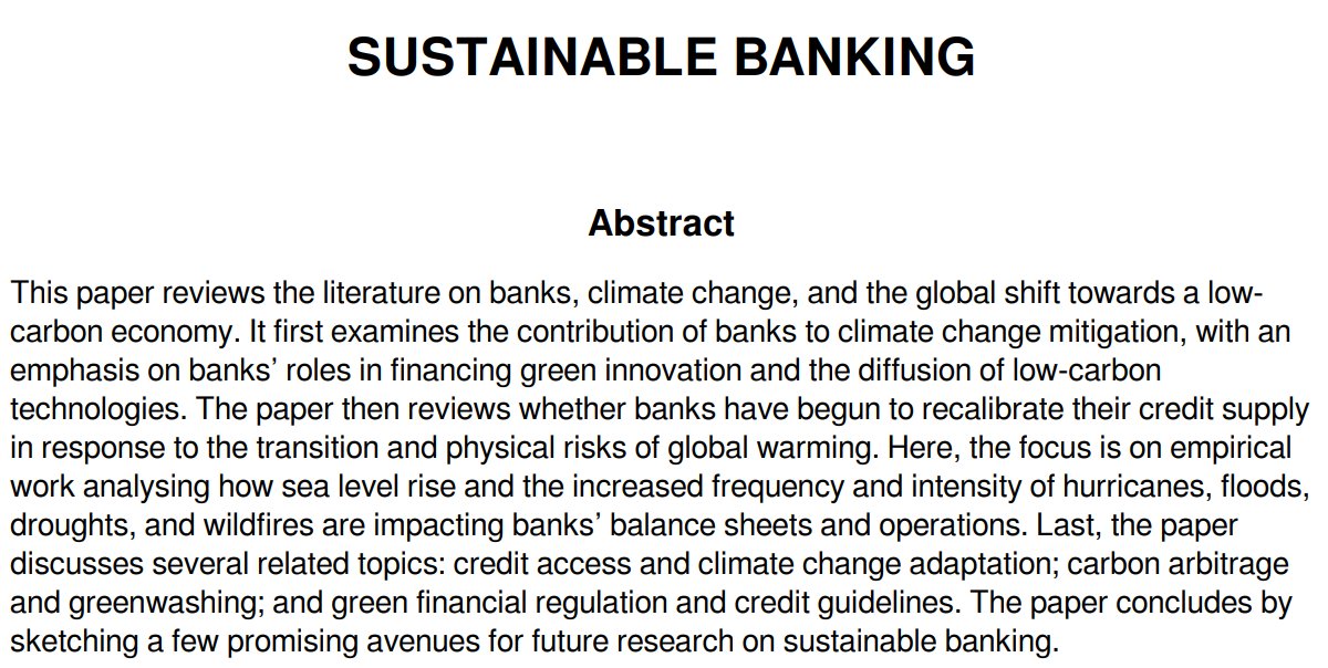Can't keep up with all the new papers on banks, climate change, and the green transition? Here's an attempt to review and structure this literature 🏦🌳✍️👇 tinyurl.com/EBRD-WP cepr.org/publications/d…