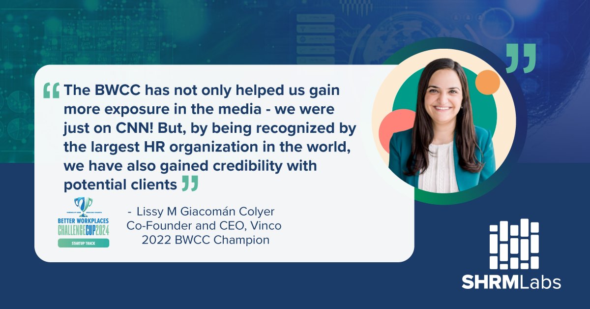 SHRM's tweet photo. #SHRMLabs is looking for the next great workplace innovation, does your startup have what it takes? Apply to the #BWCC Startup Track for a chance to gain exposure to the largest #HRNetwork in the world! Elevate your startup to the next level: https://t.co/5WzIz4Ko8u https://t.co/j8h6UwlZXq