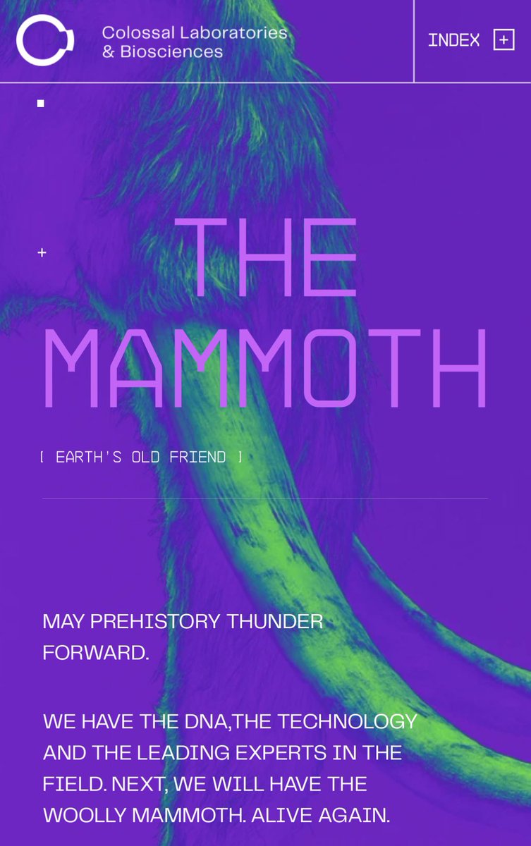 teh_General's tweet image. Currently, #Colossal Lab &amp;amp; Biosciences is using gene editing in conjunction w/ the CRISPR database to repopulate the Arctic with the #WoolyMammoth. 

Link:
colossal.com/mammoth/

Pic: