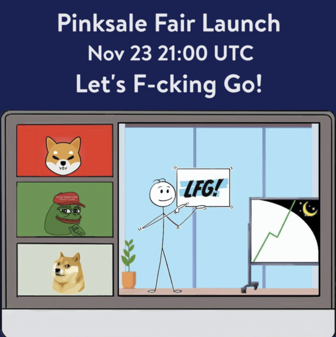 🔥 $LFG‼️   LET'S F-CKING GO!  CRYPTO'S FAVORITE MEME.   💥COMING SOON: THURSDAY NOVEMBER 23, 2023 21:00<a href="/tag/100xfind"class="tags"><span>#100xfind</span></a><a href="/tag/majorgains"class="tags"><span>#majorgains</span></a><a href="/tag/investmentgoldmine"class="tags"><span>#investmentgoldmine</span></a>