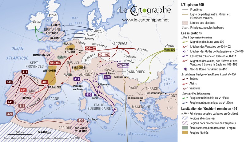 lecartographe's tweet photo. Carte : Migrations et invasions barbares dans le première moitié du Ve siècle.
Source : #DocPhoto L'Empire Romain (@CNRSEd)
Sous la direction de Pierre Cosme
#LeCartographe https://t.co/IgY6QeVjsk
