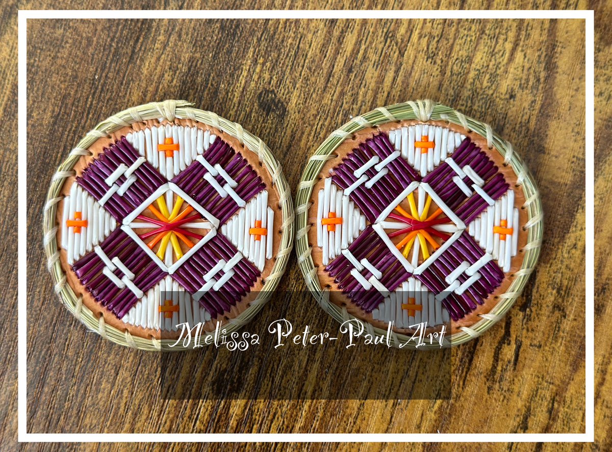 MelPeterPaul's tweet image. Just sharing these fully quilled earrings I just completed for the Indigenous Artisan Market this Saturday! #mikmaq #quillwork #epekwitk #pei #indigenous