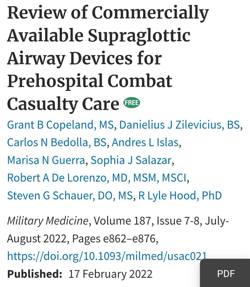 armyemdoc's tweet photo. Want to know what won't save your 🍑 in a difficult airway?
-The offset of sux

Want to know what will save your 🍑 in a difficult airway?
-A supraglottc airway

My ideal device would have the rigidity of the LMA Supreme with the i-gel cuff.

Check out this summary of the SGA market:

https://t.co/LHt1ZrQY9Q

#emergency #emergencymedicine #foam #foamed #foamcc #army #armymedicine #armyemdoc #tip #meded #trauma #icu #criticalcare #meded #airway #medic #combatmedic #military #navy #airforce #marines #prehospital #medx #medtwitter
