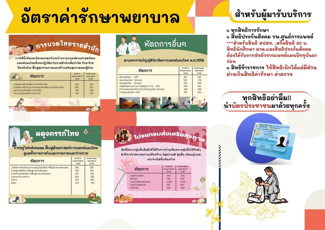 attmwu's tweet photo. โรงพยาบาลการแพทย์แผนไทยประยุกต์ มวล.
📌สิทธิข้าราชการ :เบิกได้แต่มีส่วนต่าง
📌รัฐวิสาหกิจ: เบิกได้โดยต้องสำรองจ่ายและนำใบเส��็จไปเบิก
📌สิทธิ UC ศกพ.,ประกันสังคม ศกพ. : พบแพทย์แผนปัจจุบันให้ส่งมาแพทย์แผนไทย  
📌สิทธิชำระเงินเอง: บุคคลทั่วไป  
📌สิทธิพนักงาน มวล. :ใช้ได้
#wu #มวล https://t.co/sZHlK9ytGP