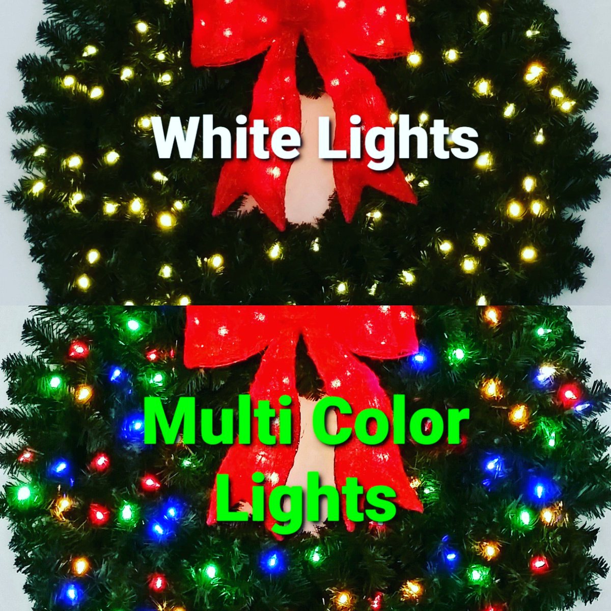 ACWreaths's tweet image. White lights or multi color lights. Both are amazing! ACWREATHS.COM #LedLights #MultiColorLights #LitWreath #LitBow #ChristmasWreath #Wreath #HolidayDecorating