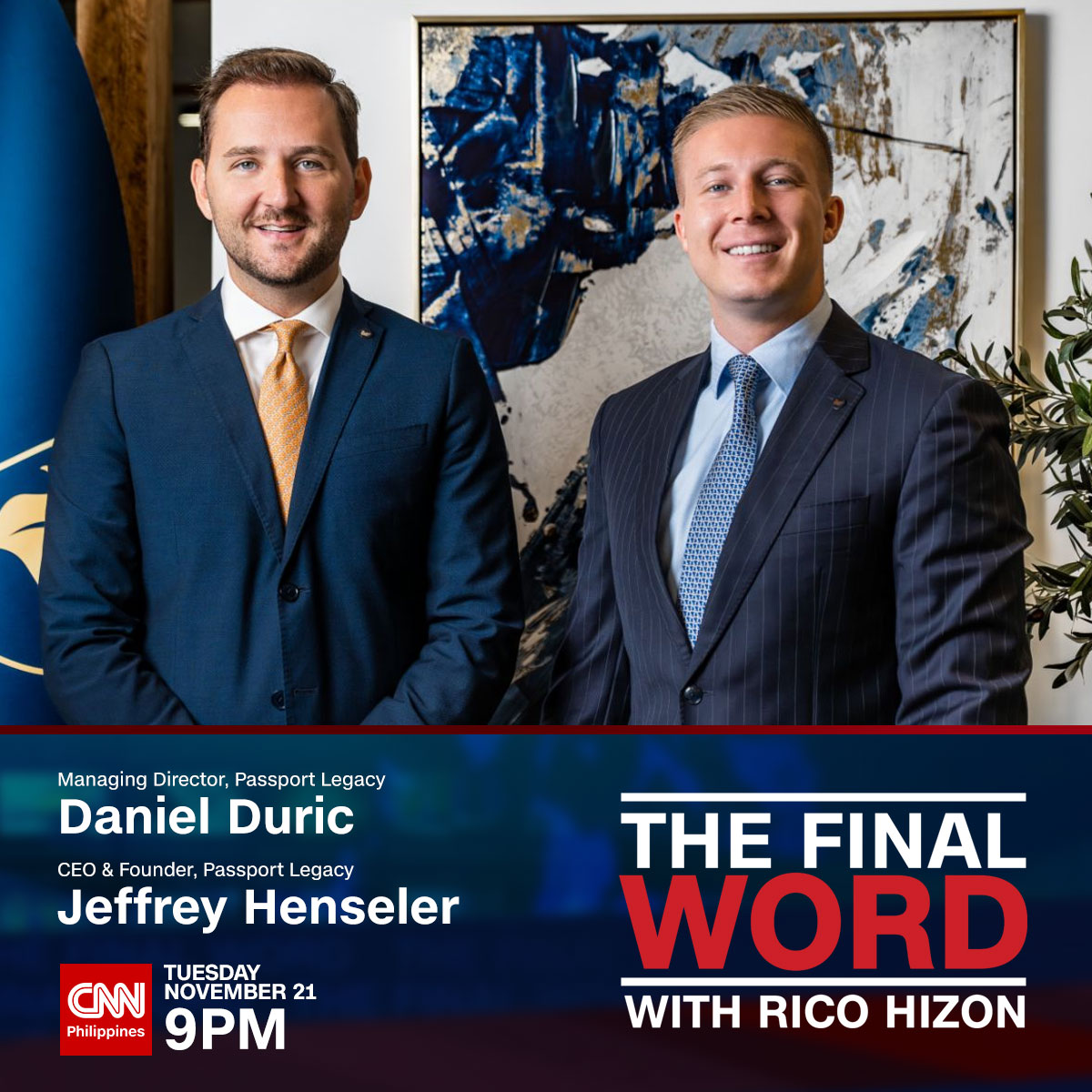 More Filipinos are looking at life overseas especially as the world transitions to a post-COVID normal. One of the ways our kababayans can secure residence or citizenship abroad is investment. Jeffrey Henseler and Daniel Duric of Passport Legacy tell us more on #TheFinalWord…